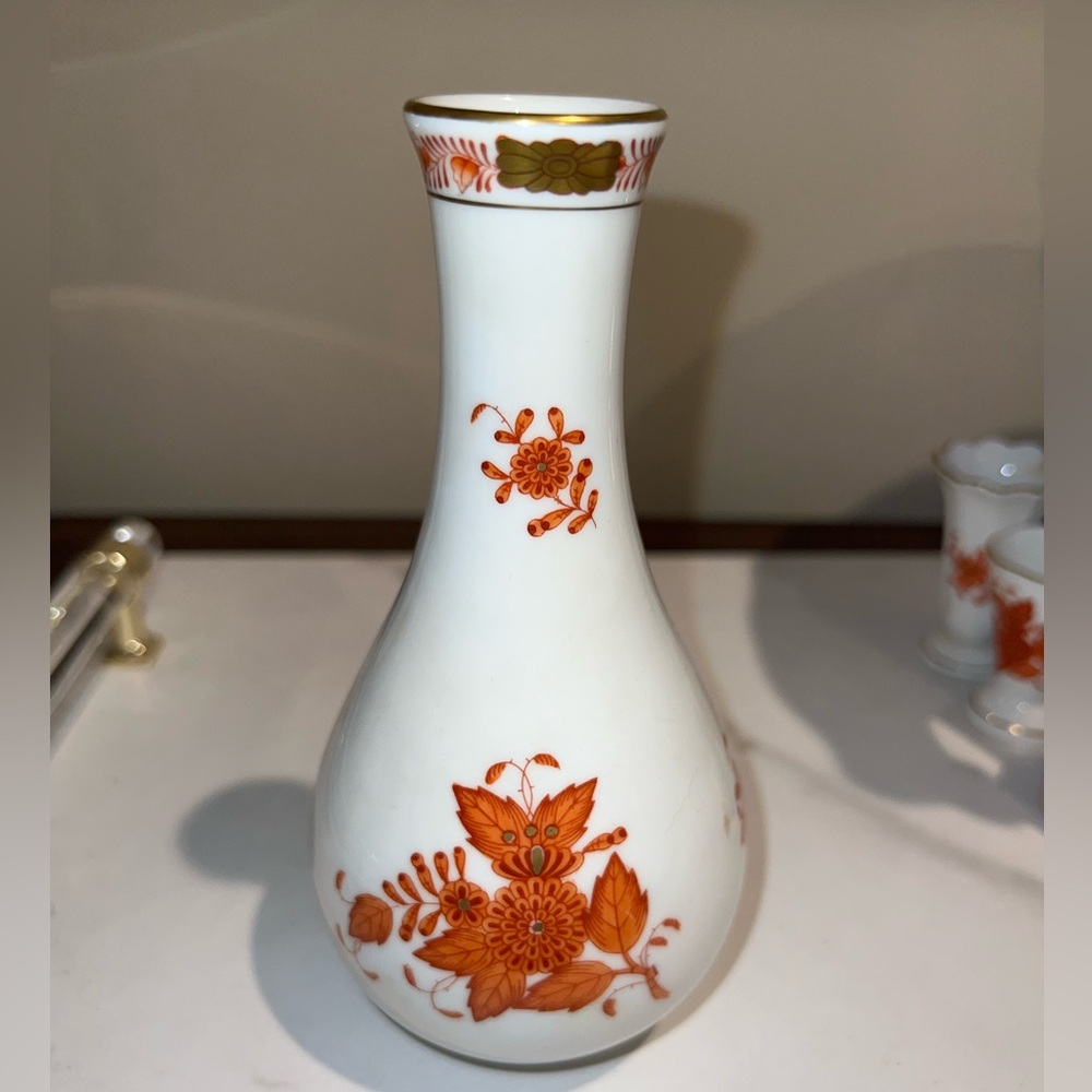 Herend Chinese Bouquet Rust Porcelain Bud Vase